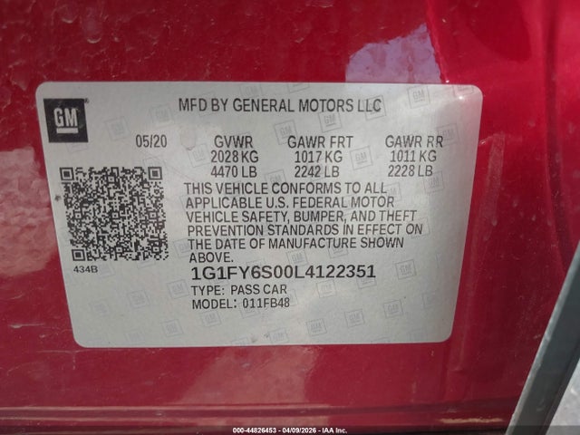 1G1FY6S00L4122351 Chevrolet Bolt Ev Fwd Lt