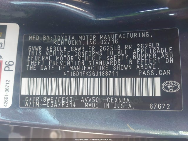 2016 TOYOTA CAMRY HYBRID 4T1BD1FK2GU188711 Photo 8