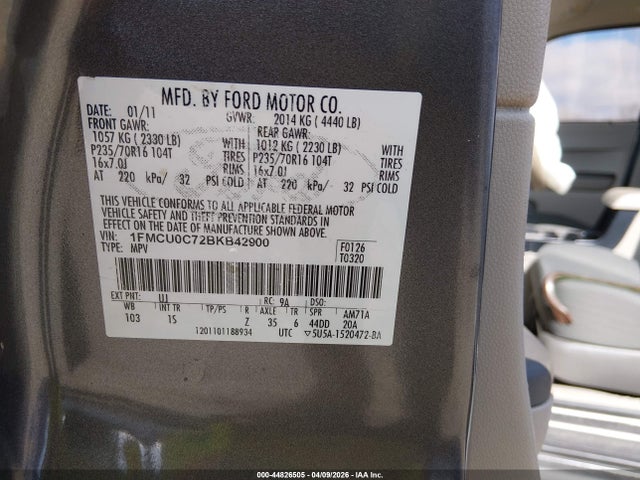 Aukcja sprzedaży 2011 Ford Escape Xls, vin: 1FMCU0C72BKB42900, numer aukcji: 44826505