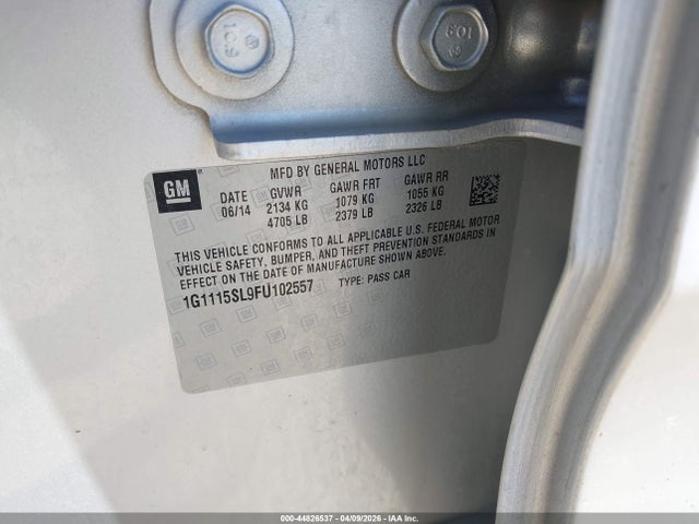 44826537 :رقم المزاد ، 1G1115SL9FU102557 vin ، 2015 Chevrolet Impala 1lt مزاد بيع