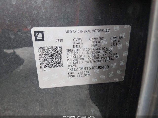Продаж на аукціоні авто 2018 Chevrolet Malibu 1fl, vin: 1G1ZC5ST5JF192400, номер лоту: 44826602