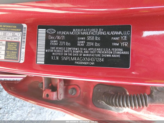 Продажа на аукционе авто 2022 Hyundai Elantra Sel, vin: 5NPLM4AGXNH071284, номер лота: 44826616