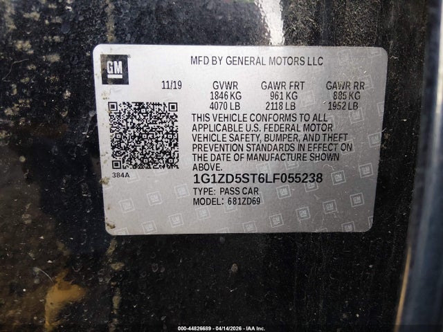 Продажа на аукционе авто 2020 Chevrolet Malibu Fwd Lt, vin: 1G1ZD5ST6LF055238, номер лота: 44826689