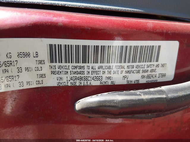 Продажа на аукционе авто 2006 Jeep Grand Cherokee Laredo, vin: 1J4GR48K66C142663, номер лота: 44826700