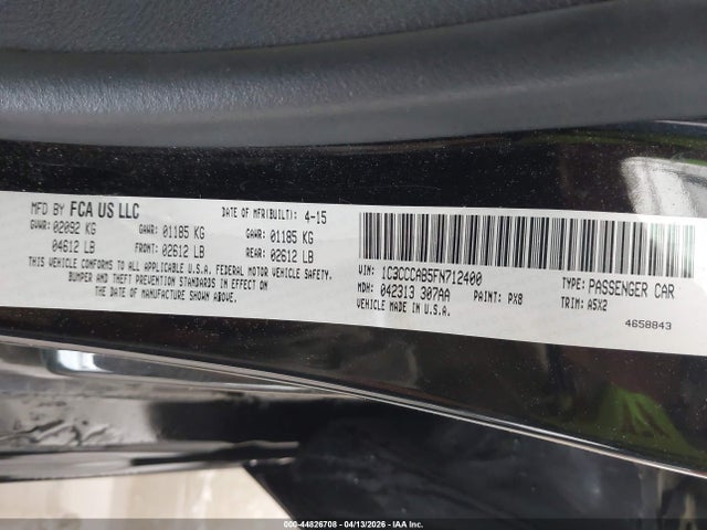 Продаж на аукціоні авто 2015 Chrysler 200 Limited, vin: 1C3CCCAB5FN712400, номер лоту: 44826708