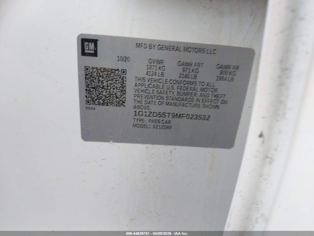 1G1ZD5ST9MF023532 Chevrolet Malibu Fwd Lt