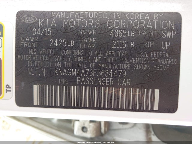 KIA Optima Lx 2015 KNAGM4A73F5634479 Image 9