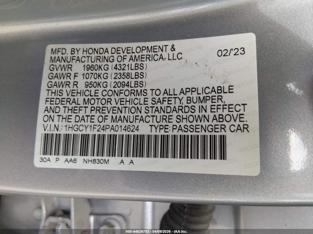 Aukcja sprzedaży 2023 Honda Accord Lx, vin: 1HGCY1F24PA014624, numer aukcji: 44826783