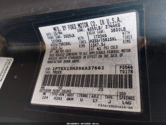 1995 FORD F150 1FTEX15N3SKA37661 Photo 8