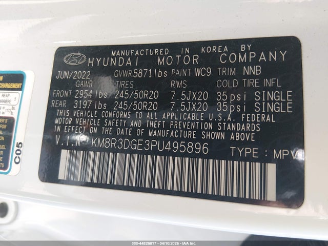 Продажа на аукционе авто 2023 Hyundai Palisade Xrt, vin: KM8R3DGE3PU495896, номер лота: 44826817