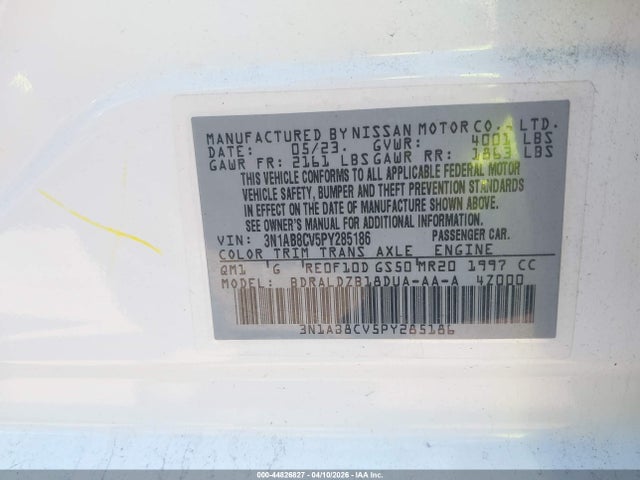 3N1AB8CV5PY285186 Nissan Sentra Sv Xtronic Cvt