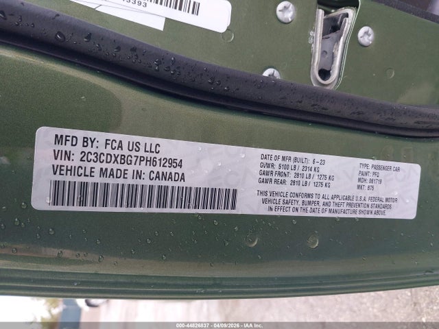 44826837 :رقم المزاد ، 2C3CDXBG7PH612954 vin ، 2023 Dodge Charger Sxt مزاد بيع
