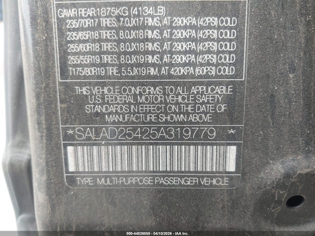 2005 LAND ROVER LR3 SALAD25425A319779 Photo 8