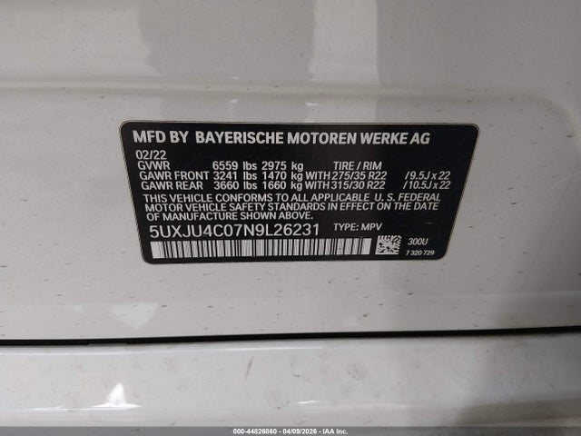 Aukcja sprzedaży 2022 Bmw X5 M50i, vin: 5UXJU4C07N9L26231, numer aukcji: 44826860