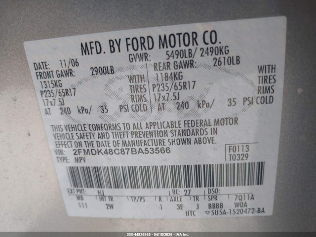 2007 FORD EDGE 2FMDK48C87BA53566 Photo 8