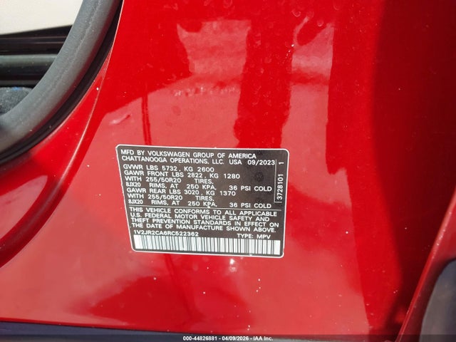 Продажа на аукционе авто 2024 Volkswagen Atlas 2.0t Se W/technology, vin: 1V2JR2CA6RC522362, номер лота: 44826881