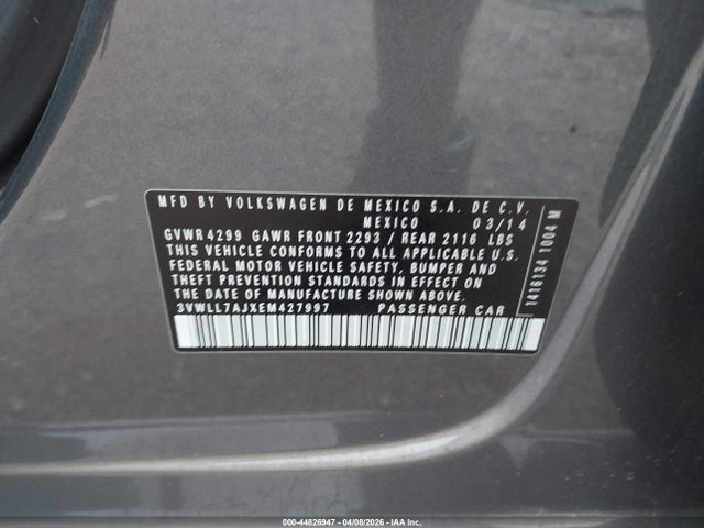 Продажа на аукционе авто 2014 Volkswagen Jetta 2.0l Tdi, vin: 3VWLL7AJXEM427997, номер лота: 44826947