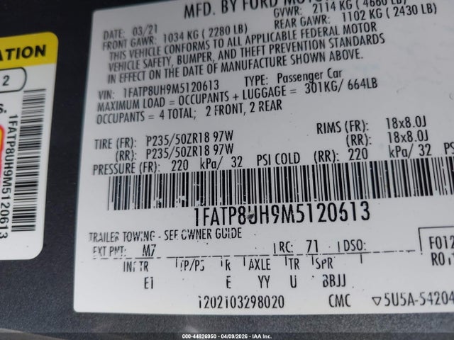 Ford Mustang Ecoboost Premium 2021 1FATP8UH9M5120613 Image 9