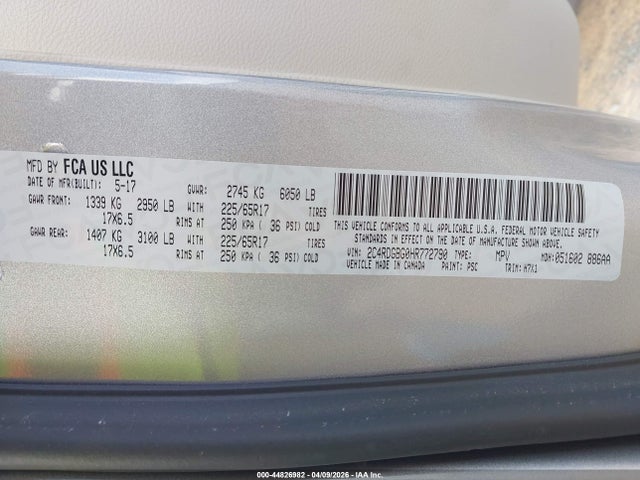 2017 DODGE GRAND CARAVAN 2C4RDGBG0HR772790 Photo 8