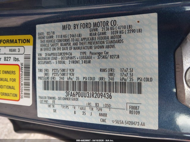 2018 FORD FUSION HYBRID 3FA6P0UU3JR209436 Photo 8