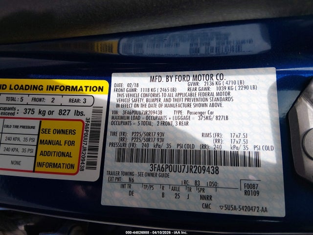 2018 FORD FUSION HYBRID 3FA6P0UU7JR209438 Photo 8