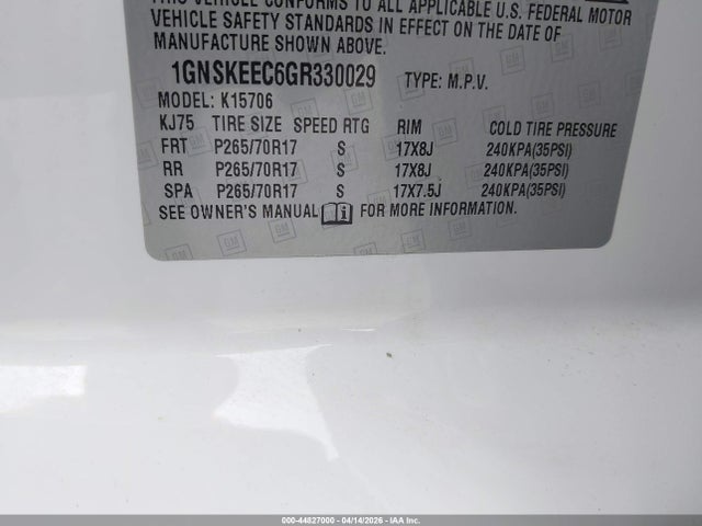 2016 CHEVROLET TAHOE 1GNSKEEC6GR330029 Photo 8