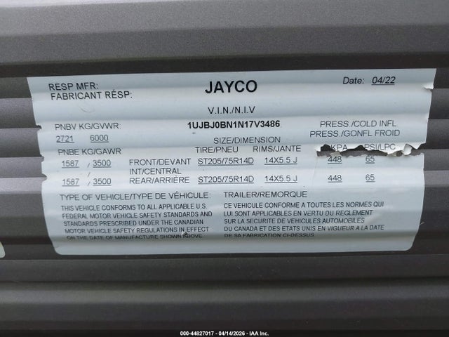 1UJBJ0BN1N17V3486 Jayco Jayflight