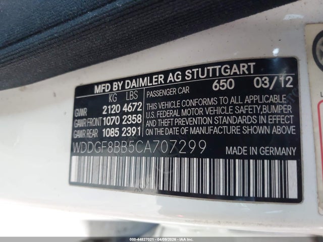 2012 Mercedes-benz C 300 Sport 4matic მანქანა იყიდება აუქციონზე, vin: WDDGF8BB5CA707299, აუქციონის ნომერი: 44827021