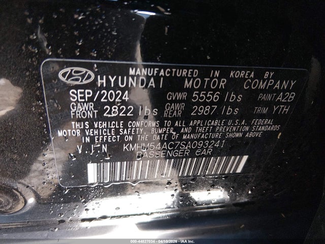 Aukcja sprzedaży 2025 Hyundai Ioniq 6 Limited, vin: KMHM54AC7SA093241, numer aukcji: 44827034