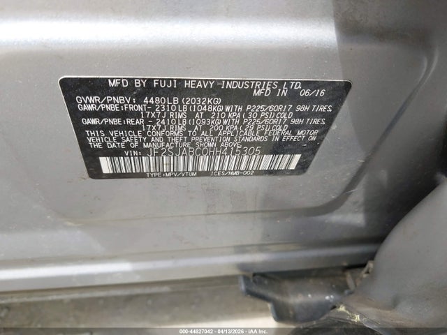 44827042 :رقم المزاد ، JF2SJABC0HH415305 vin ، 2017 Subaru Forester 2.5i مزاد بيع