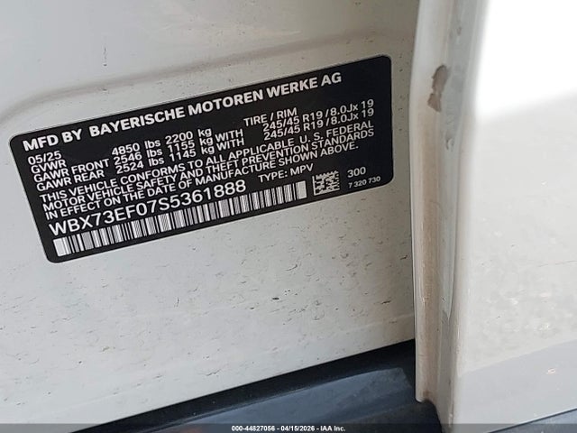 Продаж на аукціоні авто 2025 Bmw X1 Xdrive28i, vin: WBX73EF07S5361888, номер лоту: 44827056