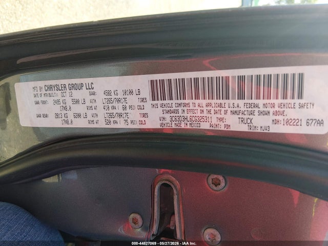 Продажа на аукционе авто 2012 Ram 3500 Slt, vin: 3C63D3HL6CG325311, номер лота: 44827069