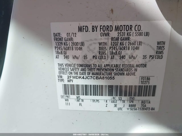 2012 FORD EDGE 2FMDK4JC7CBA81055 Photo 8