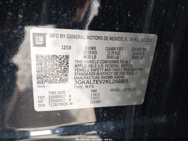 44827084 :رقم المزاد ، 3GKALTEV2KL256801 vin ، 2019 Gmc Terrain Sle مزاد بيع
