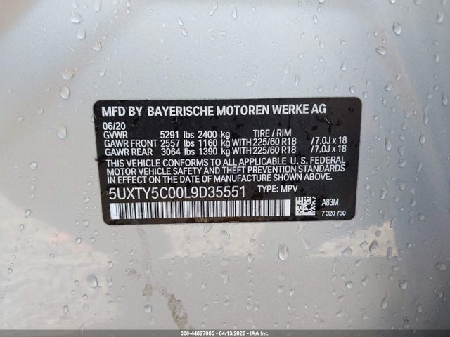 Aukcja sprzedaży 2020 Bmw X3 Xdrive30i, vin: 5UXTY5C00L9D35551, numer aukcji: 44827085