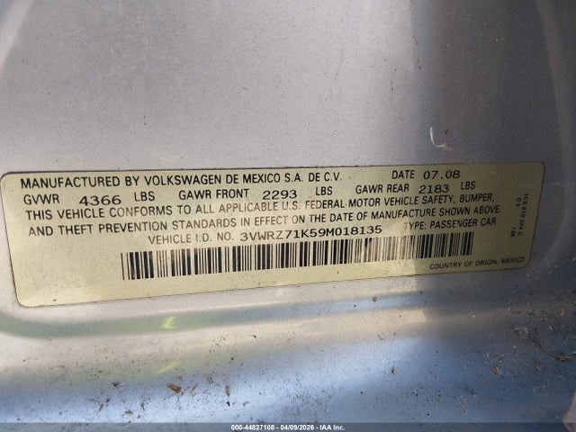 2009 VOLKSWAGEN JETTA 3VWRZ71K59M018135 Photo 8