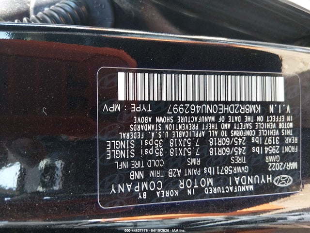 Продаж на аукціоні авто 2022 Hyundai Palisade Sel, vin: KM8R2DHE0NU462997, номер лоту: 44827176