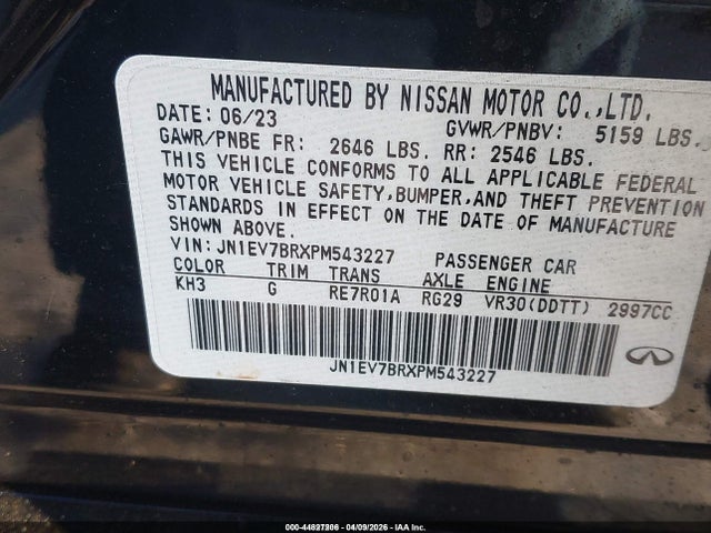 Продажа на аукционе авто 2023 Infiniti Q50 Luxe Awd, vin: JN1EV7BRXPM543227, номер лота: 44827206