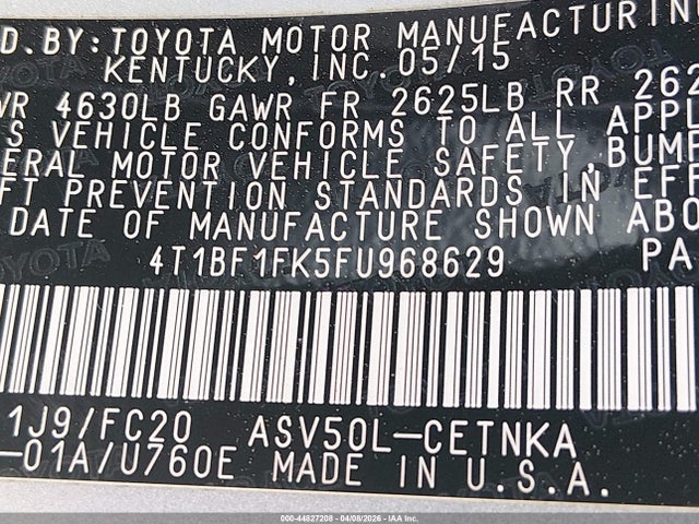 Продажа на аукционе авто 2015 Toyota Camry Le, vin: 4T1BF1FK5FU968629, номер лота: 44827208