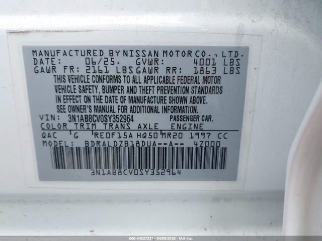3N1AB8CV0SY352964 Nissan SENTRA SV