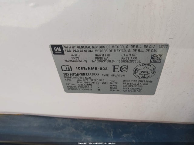 2011 CADILLAC SRX 3GYFNDEY6BS582533 Photo 8