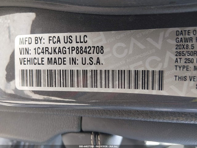 Aukcja sprzedaży 2023 Jeep Grand Cherokee L Altitude 4x4, vin: 1C4RJKAG1P8842708, numer aukcji: 44827295