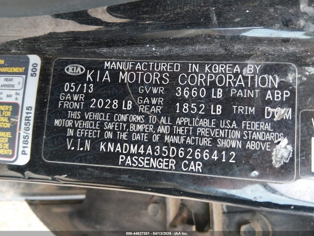 Продажа на аукционе авто 2013 Kia Rio Lx, vin: KNADM4A35D6266412, номер лота: 44827301