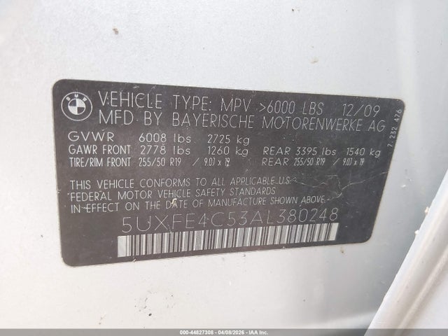 Продаж на аукціоні авто 2010 Bmw X5 Xdrive30i, vin: 5UXFE4C53AL380248, номер лоту: 44827308
