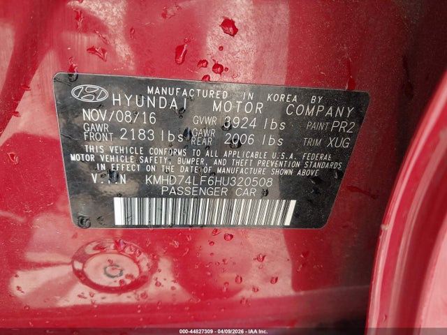 Hyundai ELANTRA SE 2017 KMHD74LF6HU320508 Image 9