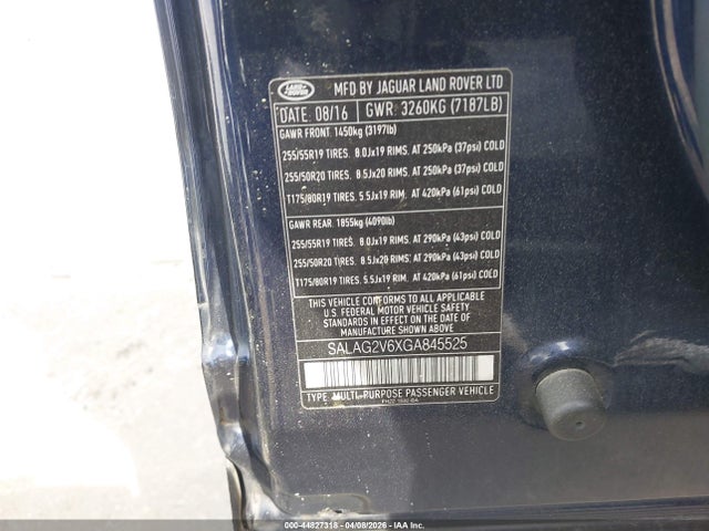 2016 LAND ROVER LR4 SALAG2V6XGA845525 Photo 8