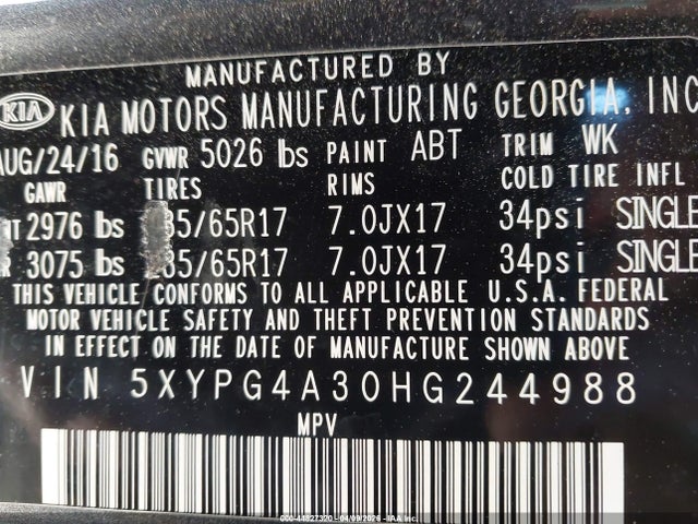 2017 KIA SORENTO 5XYPG4A30HG244988 Photo 8