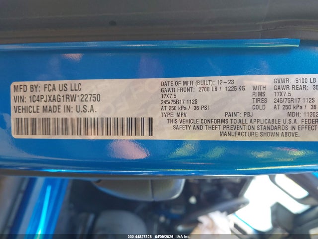 Продажа на аукционе авто 2024 Jeep Wrangler 2-door Sport S 4x4, vin: 1C4PJXAG1RW122750, номер лота: 44827326