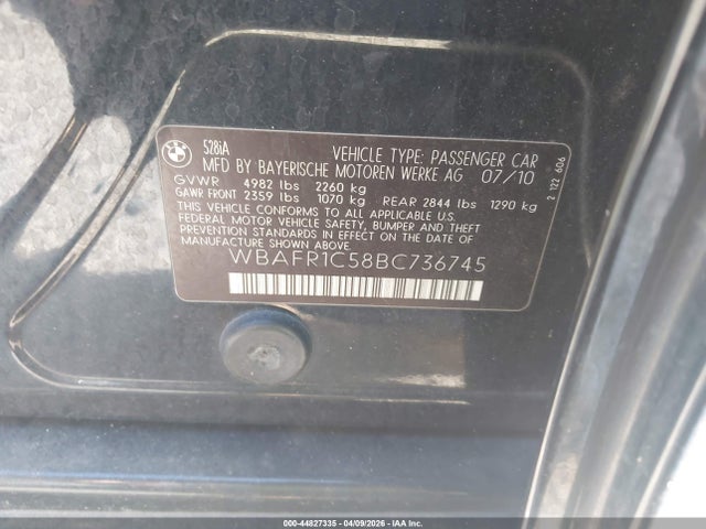 2011 BMW 528I WBAFR1C58BC736745 Photo 8