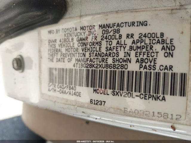 1999 TOYOTA CAMRY 4T1BG28K2XU868280 Photo 8